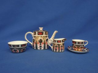 Royal Crown Derby Imari 1128 Miniature Tea Set 6p Exc