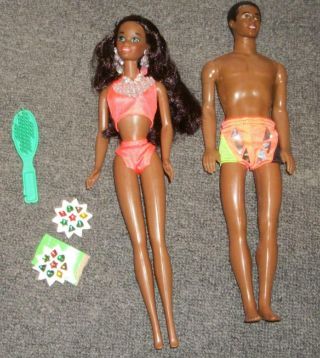Sun Jewel Shani & Steven Barbie Dolls 1993 Mattel African American