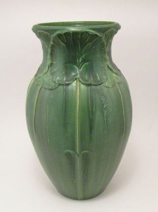 Door Pottery Scott Draves Arts & Crafts Greuby Style Matte Green 12 " Vase
