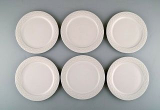 Jens H.  Quistgaard For Bing & Grondahl.  Six White " Cordial Palet " Lunch Plates