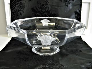Gorgeous Xl.  Versace Rosenthal Medusa 12 " Crystal Octagon Bowl Signed Orig Box