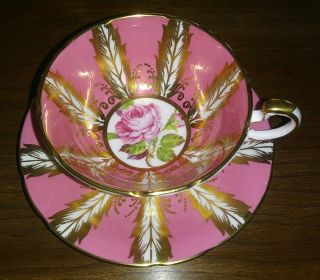 Vintage Paragon Pink Cup & Saucer Large Cabbage Rose Gold Gilt & Trims -