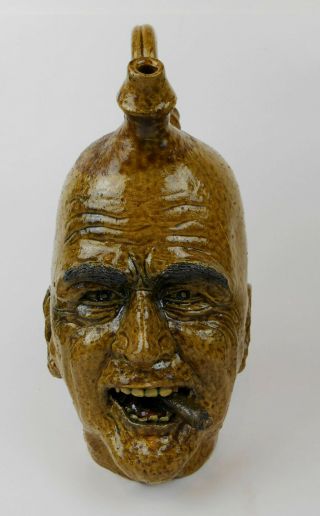 Folk Art Pottery Smoker Harvest Face Jug by Vonderhey 2