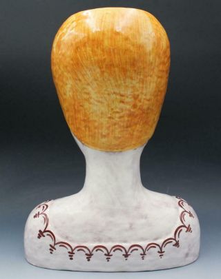 Large Horchow Italian Ceramic MCM Pottery Bust Woman Vase Planter w/ Open Head 5
