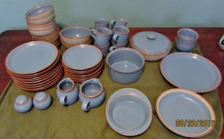 Noritake Blue Adobe Stoneware - Complete Setting For 8 Dinner Plates,  Soup Bowls