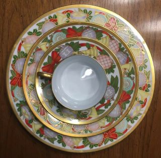 Christian Dior Christmas 4 Piece Place Setting Discontinued Very Hard To Find 3