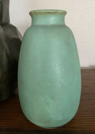 Vintage Teco Pottery 6 " Matte Green Vase