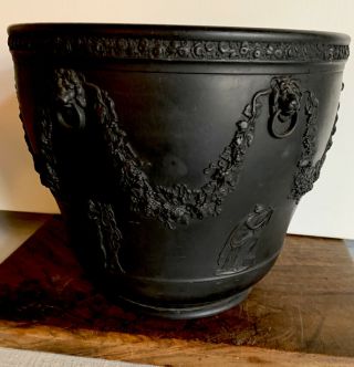 Old Wedgwood Black Basalt Cache Pot Jardiniere Planter