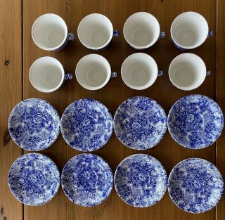 Laura Ashley Chintzware Blue & White Teapot Cups & Saucers Plates 26 pc HUGE SET 5