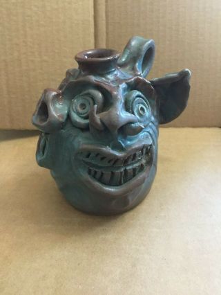 Rezner Alabama Southern Folk Art Pottery 2 Face Pig Jug