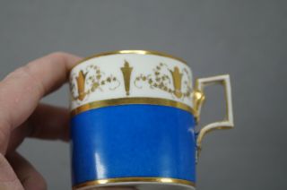 Authentic Royal Vienna Blue Gold Neoclassical Floral Coffee Can & Saucer C.  1819 3