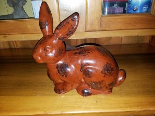 Ned Foltz Redware Clay Rabbit Sculpture Made In 2004 Huge,  & Gorgeous