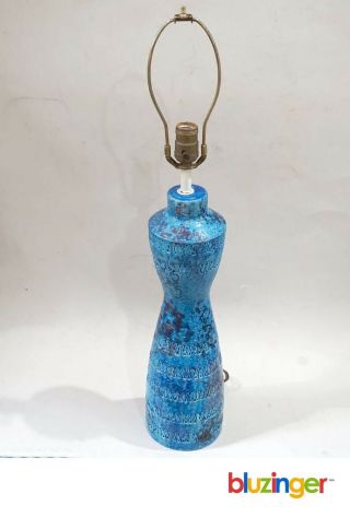 Mcm C1960s Aldo Londi Bitossi Italy Rimini Blue Ceramic Pottery Lamp