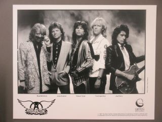 Aerosmith Promo Photo 8x10 Glossy Black & White Photo Geffen Records 1987