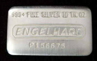 Vintage Engelhard 10 Oz Hand Poured.  999 Silver P - 156675 &