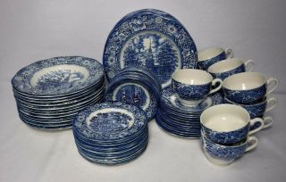 Staffordshire China Liberty Blue 72 - Piece Set Service For 12
