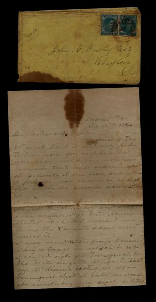Confederate Civil War Letter,  46th North Carolina Infantry,  Good Content & Cover