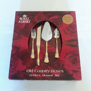 Royal Albert Old Country Roses 19 Piece Stainless Desert Flatware With Chest