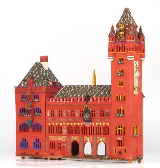 Ceramic Tealight Holder Collectible Miniature Town Hall In Basel 39 Cm © Midene