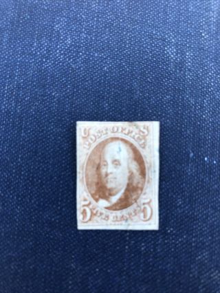 1847 Us Old Stamp Scott 1– And Great Color - Slight Cancel -