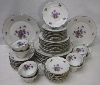 Schumann China Violette Pattern 48 - Piece Set Service For 8 With Fruit Bowls
