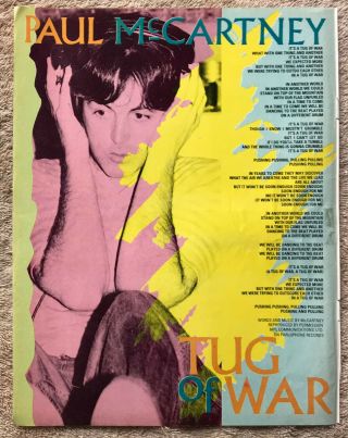 Paul Mccartney - Tug Of War 1982 Full Page Lyric Poster