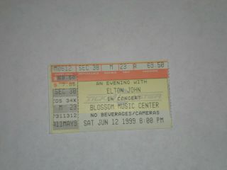 Elton John Ticket Stub - 1999 - " Rocket Man " - Blossom Music Center - Cuyahoga Falls,  Oh