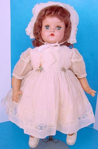 1950s Madame Alexander 19 " Redhead Hp Vinyl & Cloth Baby Doll In Tagged Outfit