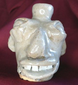 Bb Burlon Craig Miniature Face Jug,  Nc Folk Pottery,  3.  5”,