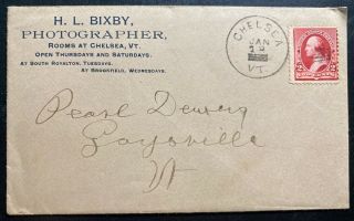 1892 Chelsea Vt Usa Advertising Cover To Gaysville With Letter Photographer