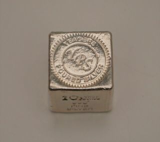 10 Oz 999 Silver Hand Poured Yps Yeagers Poured Silver Cube