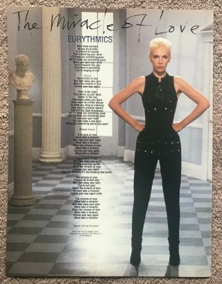Eurythmics - The Miracle Of Love 1986 Full Page Uk Lyric Poster Annie Lennox