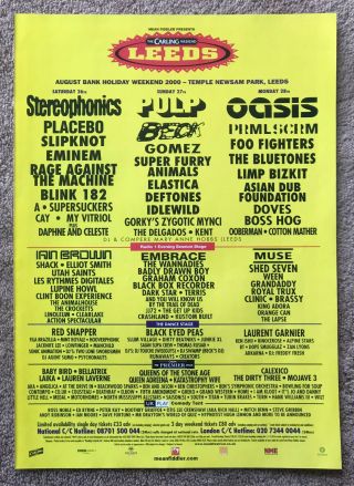 Leeds Festival 2000 Ukmag Ad Stereophonics Pulp Oasis Placebo Beck Primal Scream