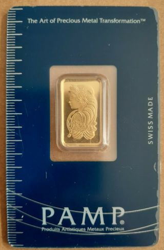 Pamp Suisse 5 Gram Gold Bar - Fortuna - 999.  9 Fine In Assay