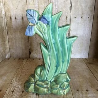 Vintage Weller Pottery Ardsley Iris 5 Hole Step Vase Marked G
