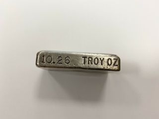 Vintage Hand Poured 10.  26 Troy Oz Silver Bar Ingot 999,  Fine