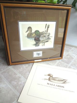 Framed First Texas Duck Stamp Print Mallards 1981 Larry Hayden 14679 / 16500
