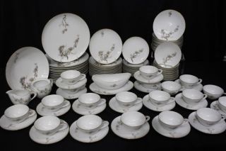 99pc Vintage Sango Larchmont Brown Pine Branch Porcelain China For 12 Japan (133