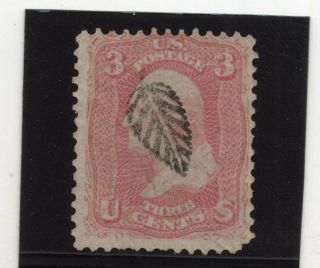 Us Stamp Sc 65 Leaf Fancy Cancel 3c Washington 1861 - 1862 Id 115