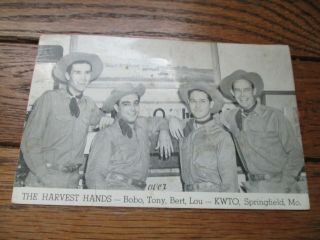 Country Music The Harvest Hands 1941 Springfield Missouri Post Card Kwto Radio
