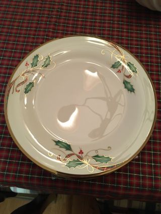Lenox Holiday Nouveau Gold Rimmed Dinner Plates,  With Tags,  Set Of 8