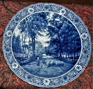 Delft Blue Charger/plate Porceleyne Fles Holland.  V.  D.  Sande Bakhuyzen.
