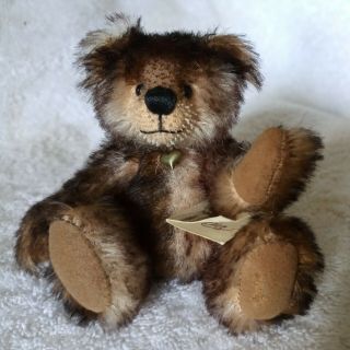 Linda B.  Schaff Teddy Bear " Pippin " Heavy Jointed Detail W Tag 4 3/4 " Tall 4