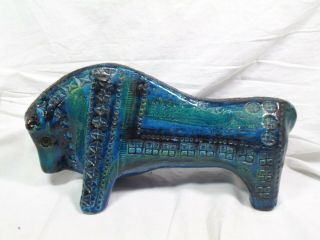 Aldo Londi Bitossi Rimini Blue Bull Art Pottery - Signed 4527 - A Italy - Mid Century