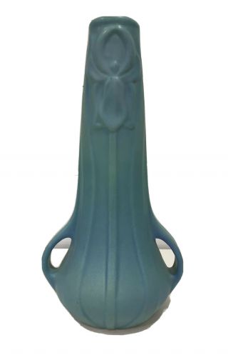 Arts And Crafts Van Briggle Art Pottery Satin Matte Turquoise Iris 14 " Tall Vase