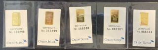 10 Grams.  999 Gold From Credit Suisse With Certification