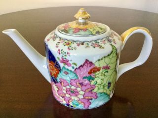 Mottahedeh Tobacco Leaf Teapot Handpainted Porcelain with Tag 2
