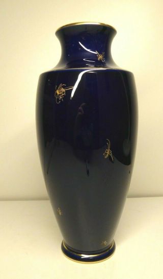 Sevres Blue Cobalt Porcelaine Vase Signed Decor By French Artist James Guitet