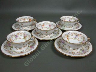 5 Richard Klemm Rk Crown Dresden Gold Tea Cup Saucer Set Scalloped Porcelain Nr