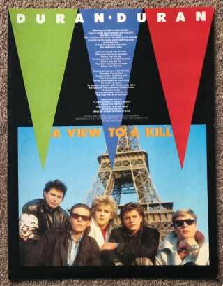 Duran Duran - A View To A Kill 1985 Full Page Lyric Poster